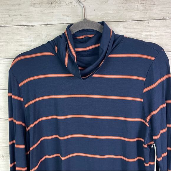 Market & Spruce Ling Sleeve Striped Turtleneck Size Large - Picture 2 of 4